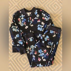 Adidas Tricot Black Printed Track Suit, Size M (10/12)